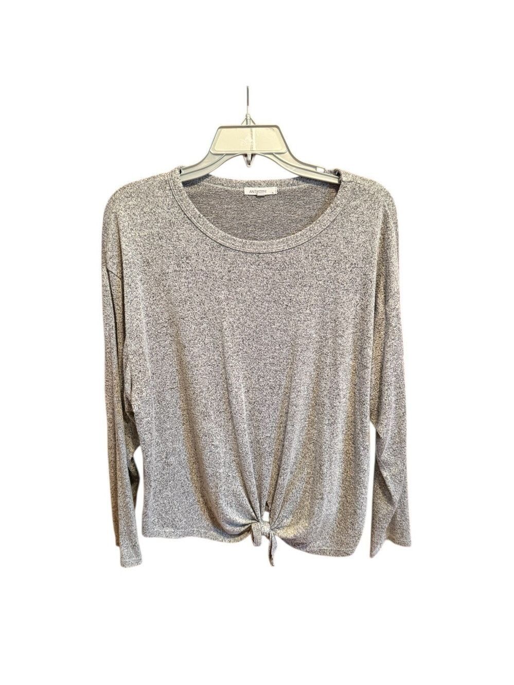Heather Gray Long Sleeve Top Elegant Women's